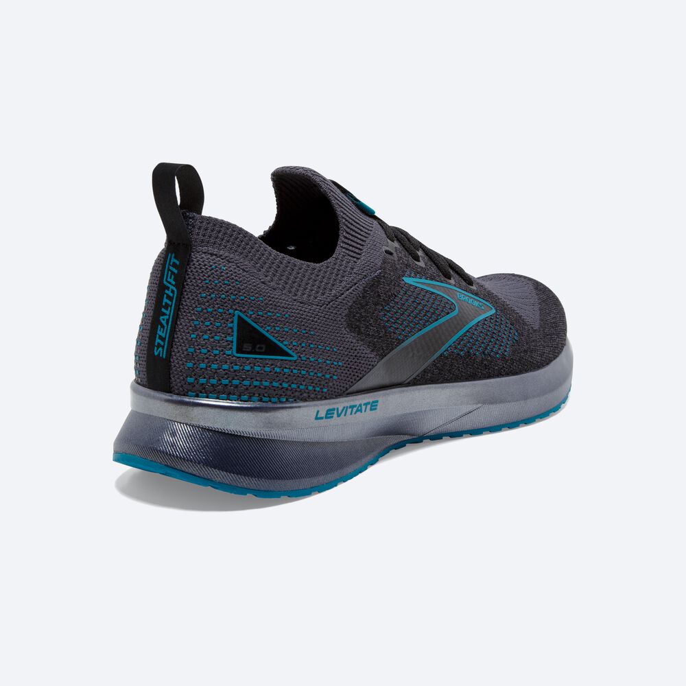 Brooks Levitate StealthFit 5 παπουτσια για τρεξιμο ανδρικα μαυρα/τυρκουάζ | GR970384