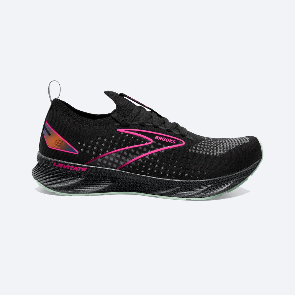 Brooks Levitate StealthFit 6 παπουτσια για τρεξιμο γυναικεια μαυρα/ροζ | GR563849