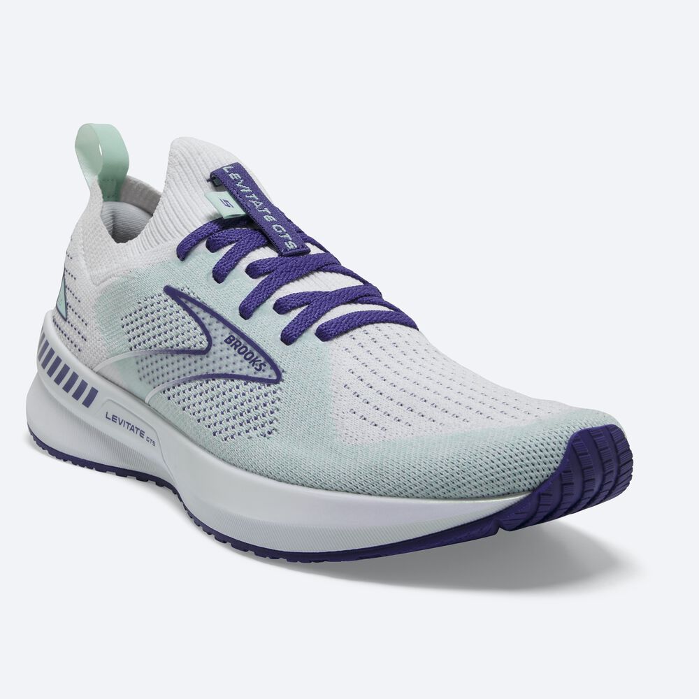 Brooks Levitate StealthFit GTS 5 παπουτσια για τρεξιμο γυναικεια ασπρα/σκουρο μπλε μπλε | GR380264