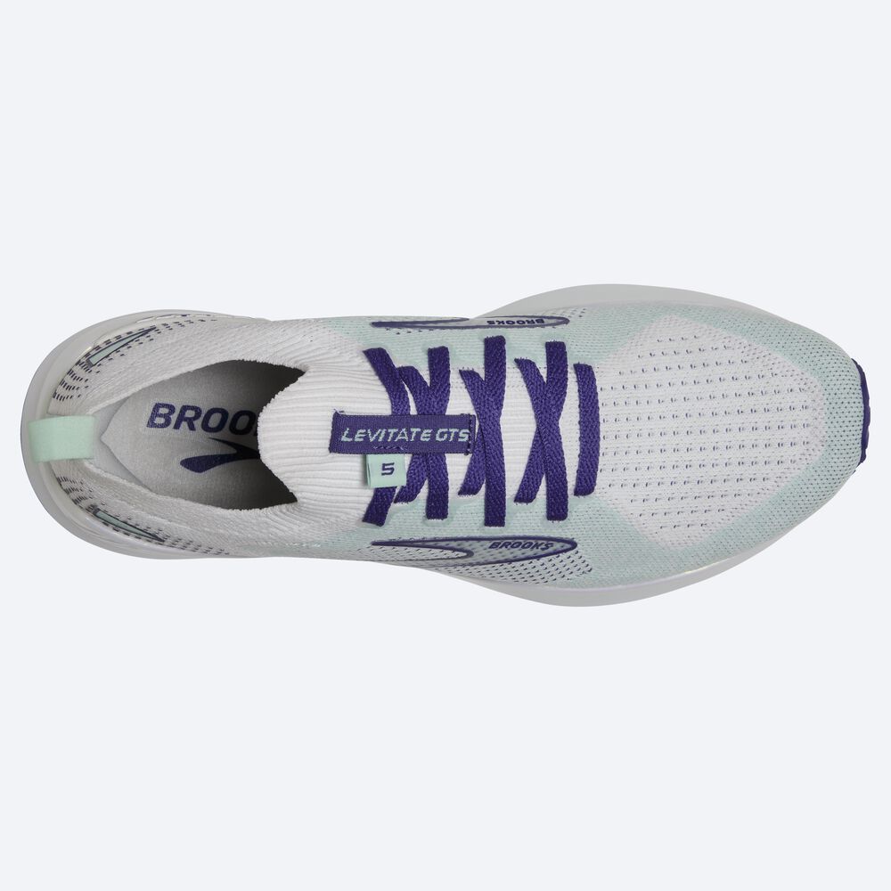 Brooks Levitate StealthFit GTS 5 παπουτσια για τρεξιμο γυναικεια ασπρα/σκουρο μπλε μπλε | GR380264