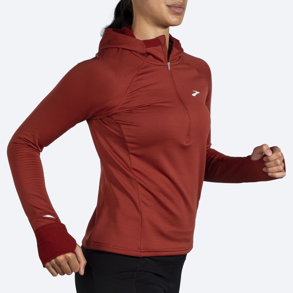 Brooks Notch Thermal 2.0 φουτερ με κουκουλα γυναικεια χαλκός | GR873921