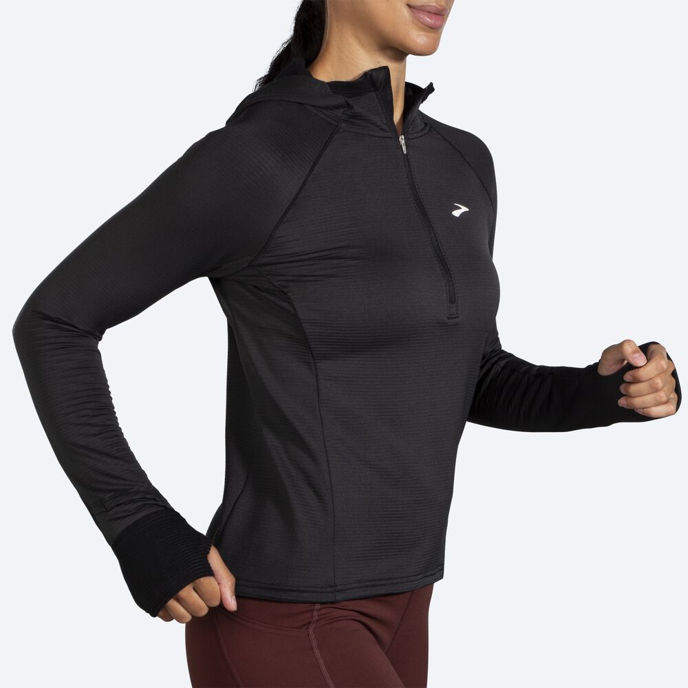 Brooks Notch Thermal 2.0 φουτερ με κουκουλα γυναικεια μαυρα | GR963285