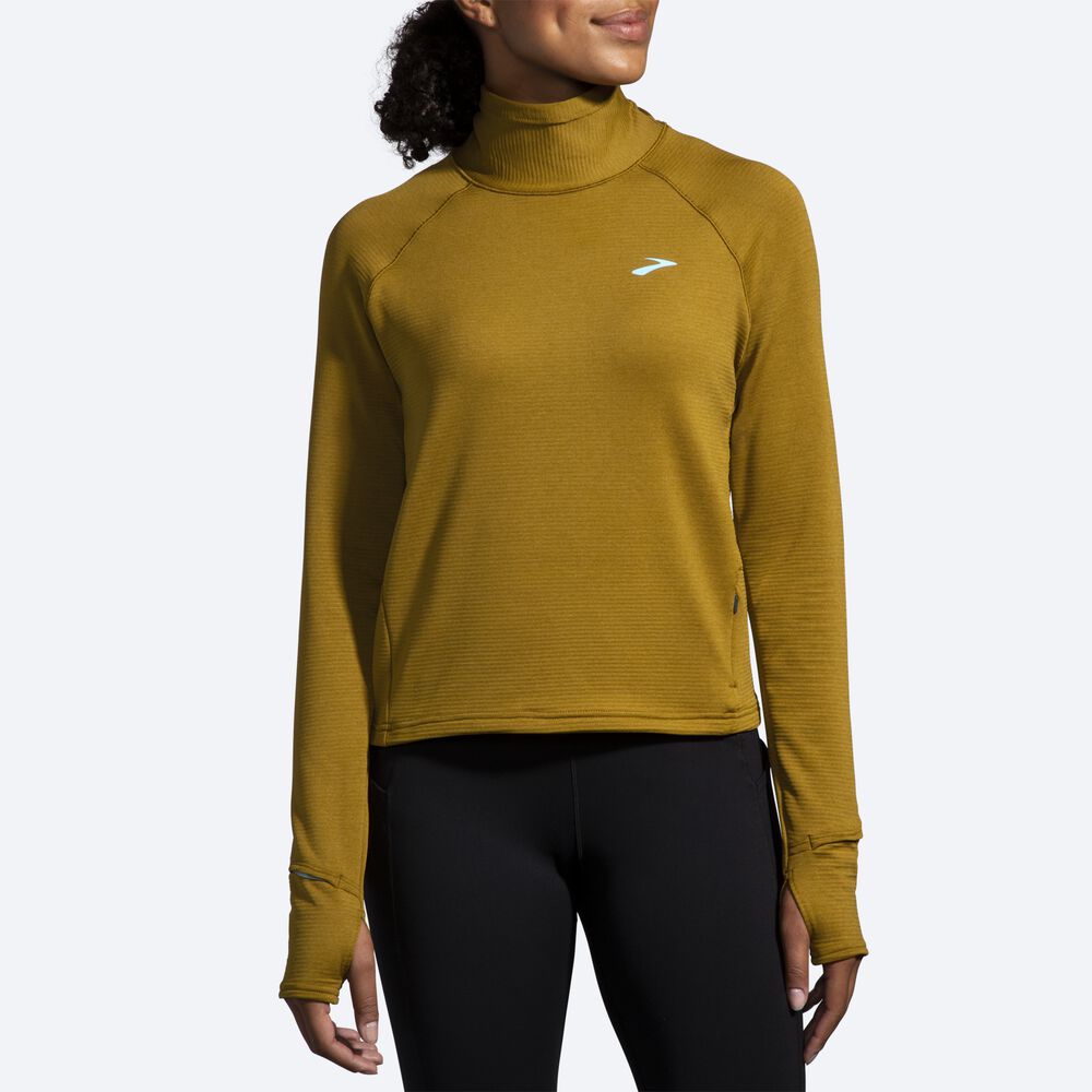 Brooks Notch Thermal Long Sleeve 2.0 μπλουζακια γυναικεια Ελιά | GR065982