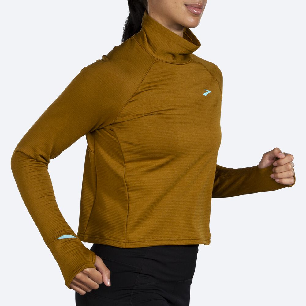 Brooks Notch Thermal Long Sleeve 2.0 μπλουζακια γυναικεια Ελιά | GR065982