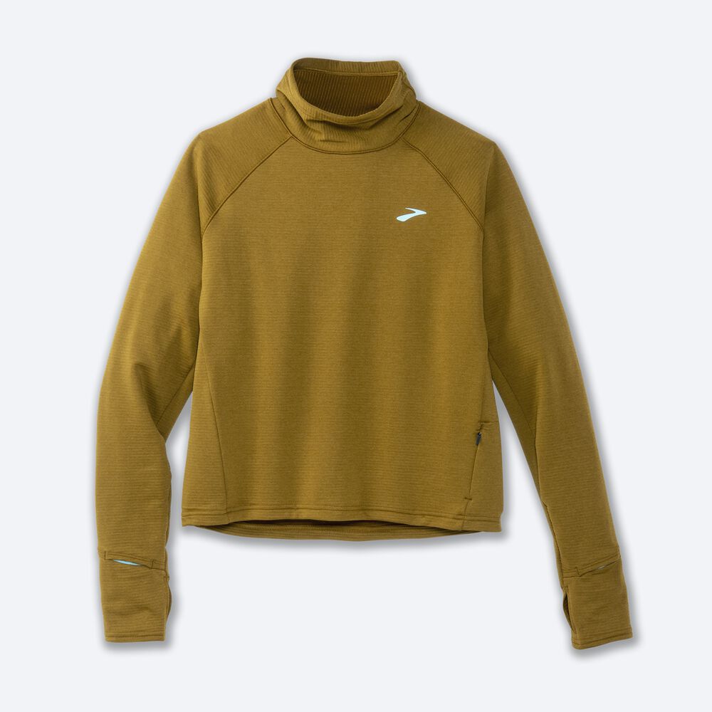 Brooks Notch Thermal Long Sleeve 2.0 μπλουζακια γυναικεια Ελιά | GR065982