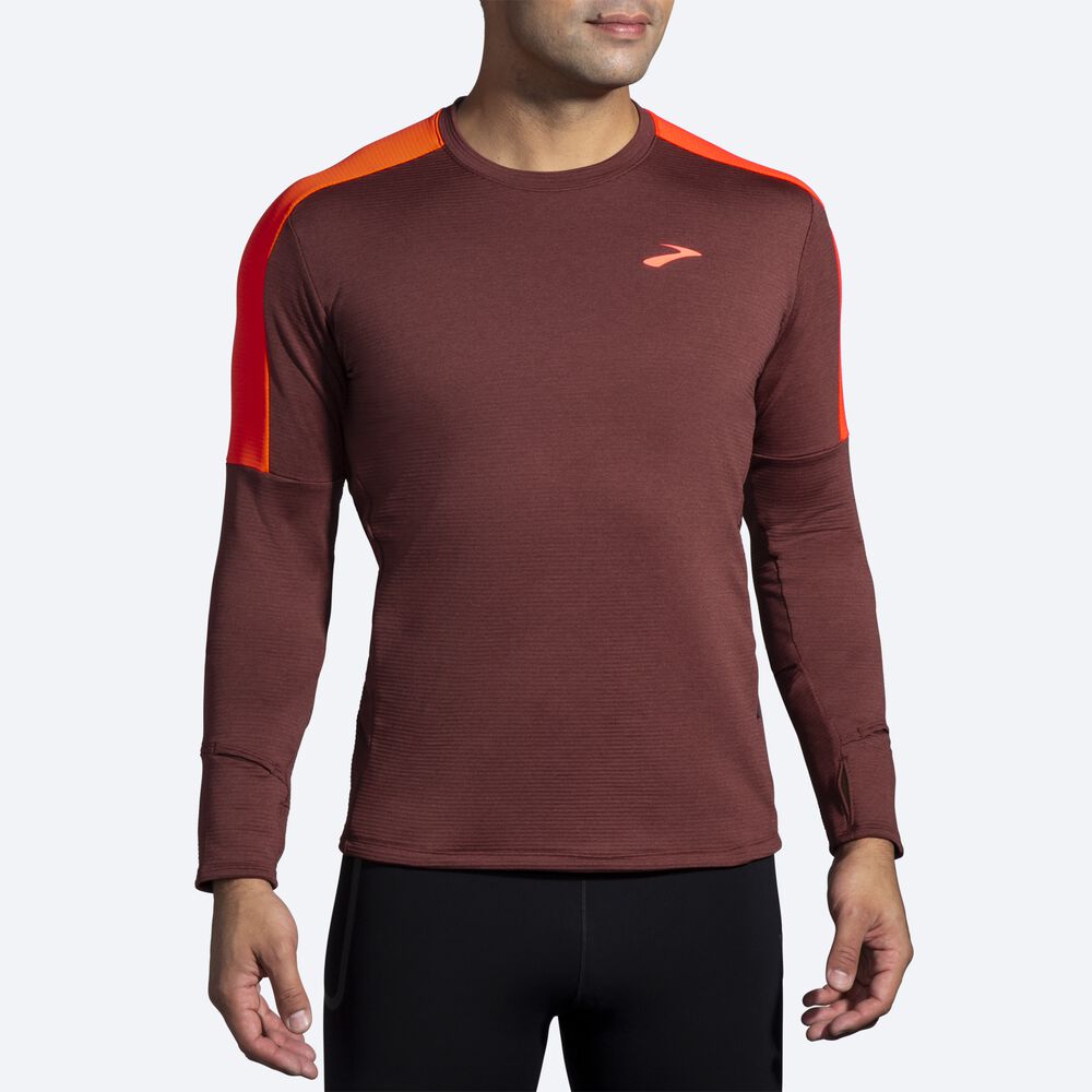 Brooks Notch Thermal Long Sleeve 2.0 μπλουζακια ανδρικα σοκολάτα | GR173509