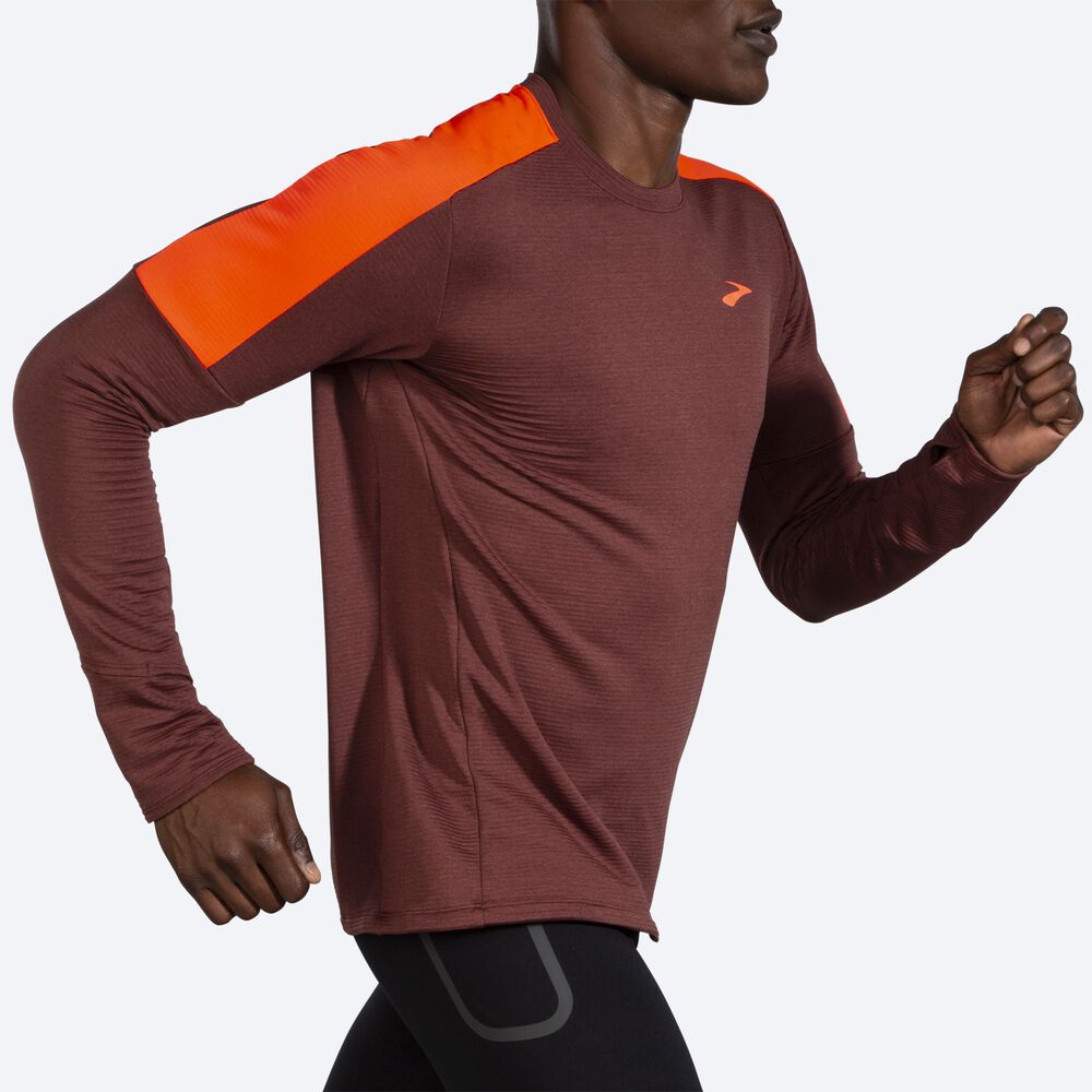 Brooks Notch Thermal Long Sleeve 2.0 μπλουζακια ανδρικα σοκολάτα | GR173509