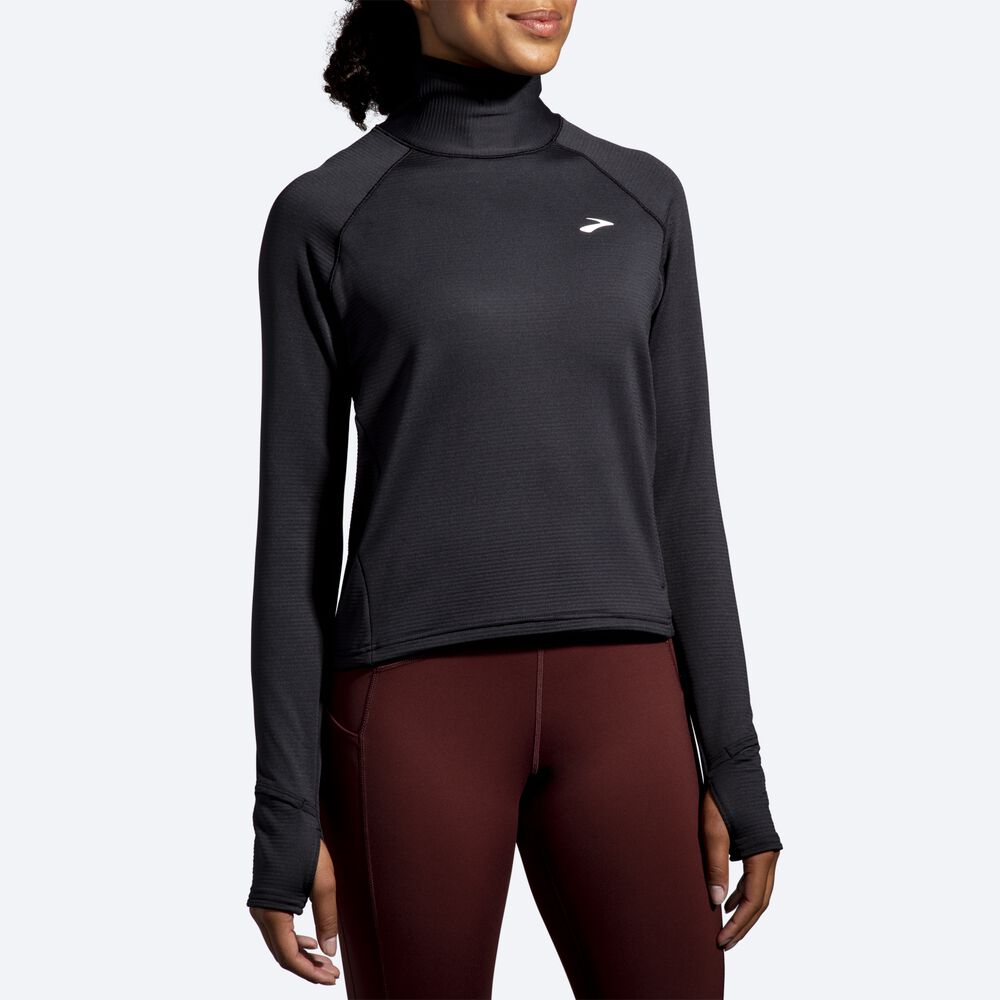 Brooks Notch Thermal Long Sleeve 2.0 μπλουζακια γυναικεια μαυρα | GR517602