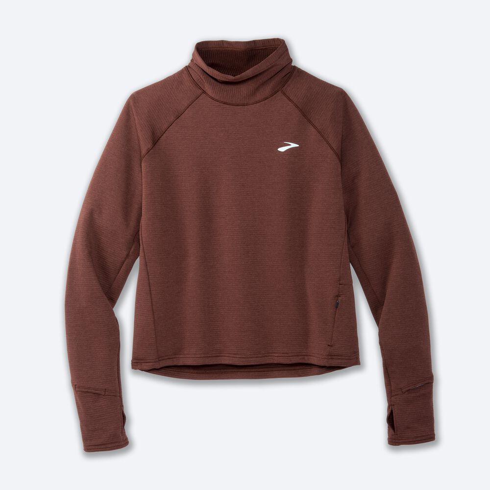 Brooks Notch Thermal Long Sleeve 2.0 μπλουζακια γυναικεια σοκολάτα | GR951470