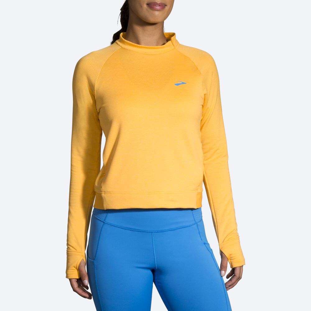 Brooks Notch Thermal Long Sleeve μπλουζακια γυναικεια κίτρινα | GR175304