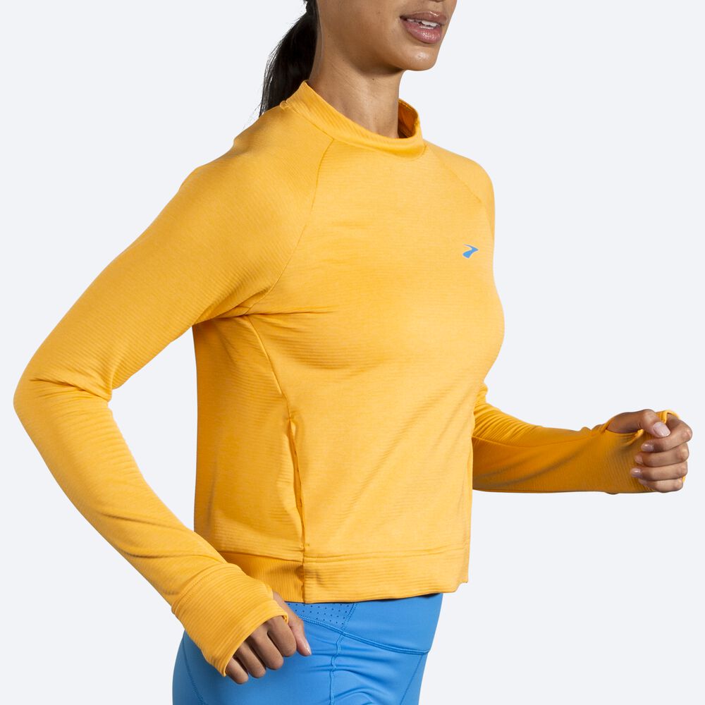 Brooks Notch Thermal Long Sleeve μπλουζακια γυναικεια κίτρινα | GR175304