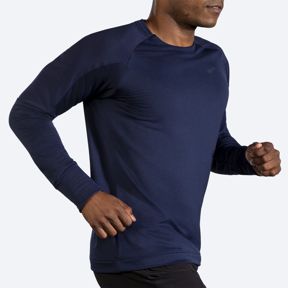 Brooks Notch Thermal Long Sleeve μπλουζακια ανδρικα σκουρο μπλε | GR419582