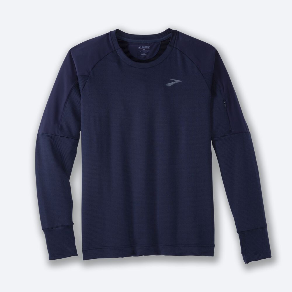 Brooks Notch Thermal Long Sleeve μπλουζακια ανδρικα σκουρο μπλε | GR419582