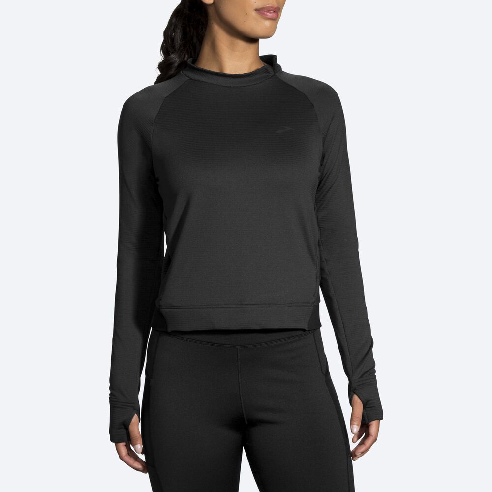 Brooks Notch Thermal Long Sleeve μπλουζακια γυναικεια μαυρα | GR629345