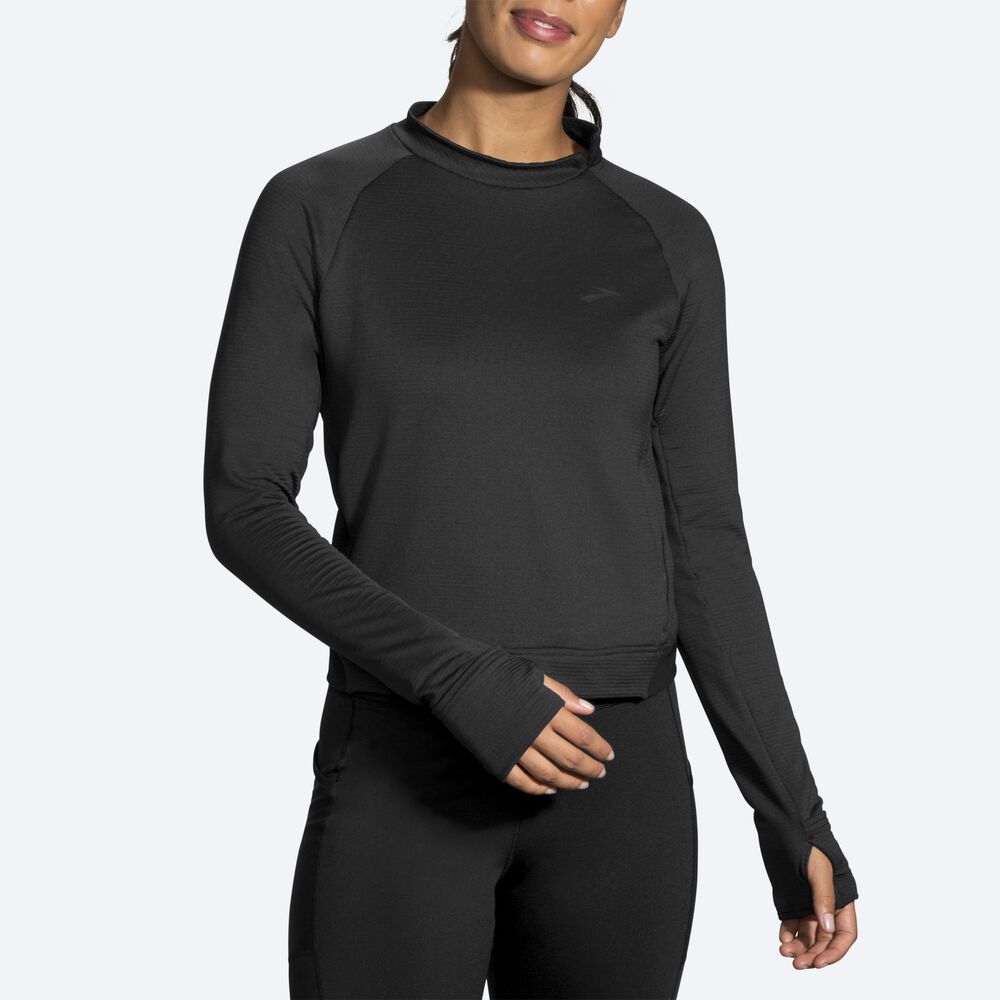 Brooks Notch Thermal Long Sleeve μπλουζακια γυναικεια μαυρα | GR629345