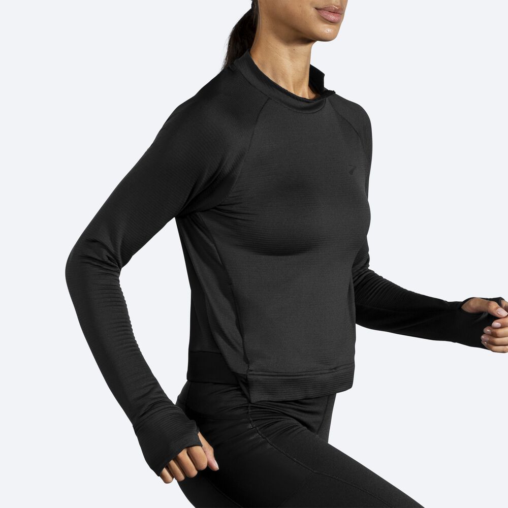 Brooks Notch Thermal Long Sleeve μπλουζακια γυναικεια μαυρα | GR629345