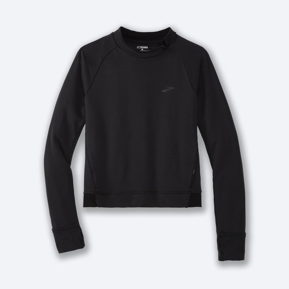 Brooks Notch Thermal Long Sleeve μπλουζακια γυναικεια μαυρα | GR629345