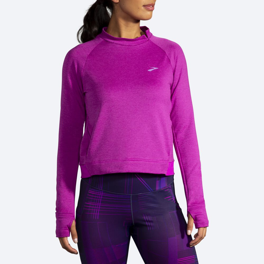 Brooks Notch Thermal Long Sleeve μπλουζακια γυναικεια ροζ | GR769481