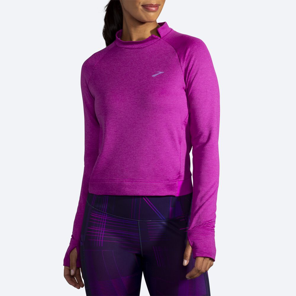 Brooks Notch Thermal Long Sleeve μπλουζακια γυναικεια ροζ | GR769481