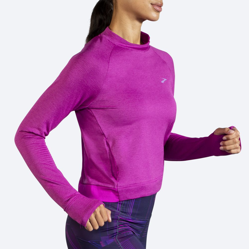 Brooks Notch Thermal Long Sleeve μπλουζακια γυναικεια ροζ | GR769481