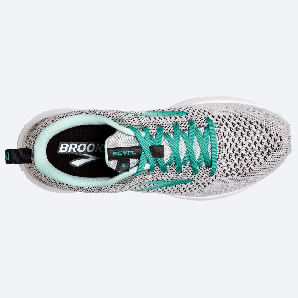 Brooks Revel 4 αθλητικα παπουτσια running γυναικεια γκρι/ανοιχτο τυρκουάζ/μαυρα | GR765402