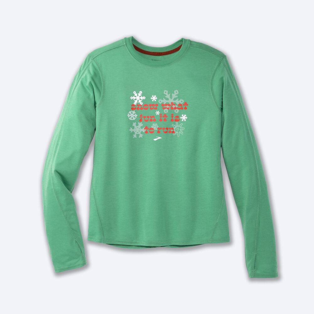 Brooks Run Merry Distance σταμπεσ Long Sleeve μπλουζακια γυναικεια πρασινο | GR928067