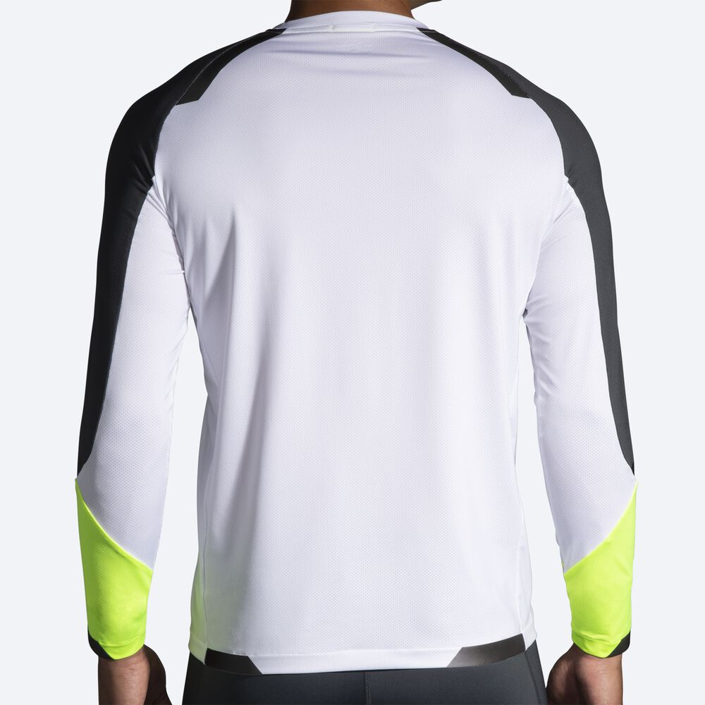 Brooks Run Visible Long Sleeve μπλουζακια ανδρικα ασπρα | GR281470