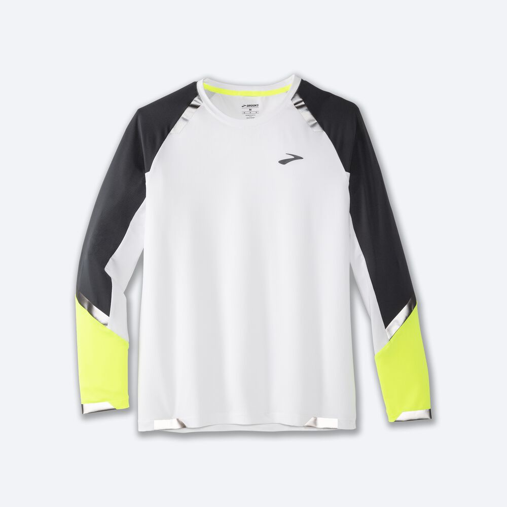 Brooks Run Visible Long Sleeve μπλουζακια ανδρικα ασπρα | GR281470