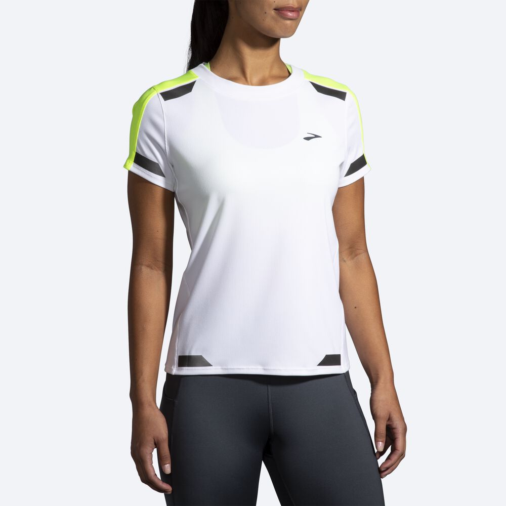 Brooks Run Visible Short Sleeve μπλουζακια γυναικεια ασπρα | GR092347