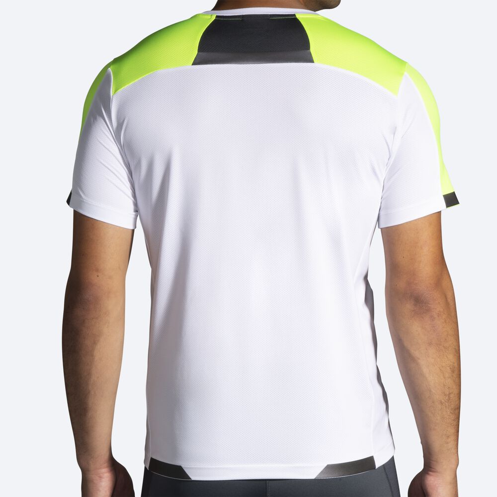 Brooks Run Visible Short Sleeve μπλουζακια ανδρικα ασπρα | GR736415