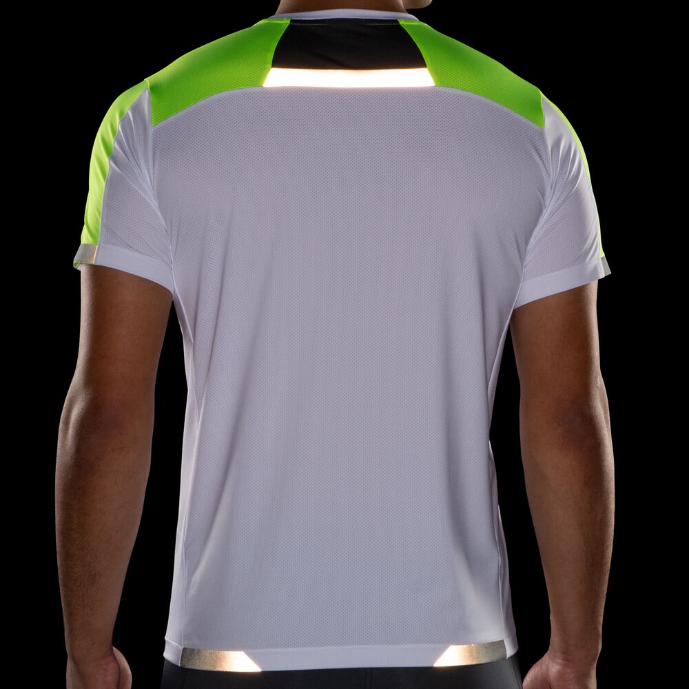 Brooks Run Visible Short Sleeve μπλουζακια ανδρικα ασπρα | GR736415