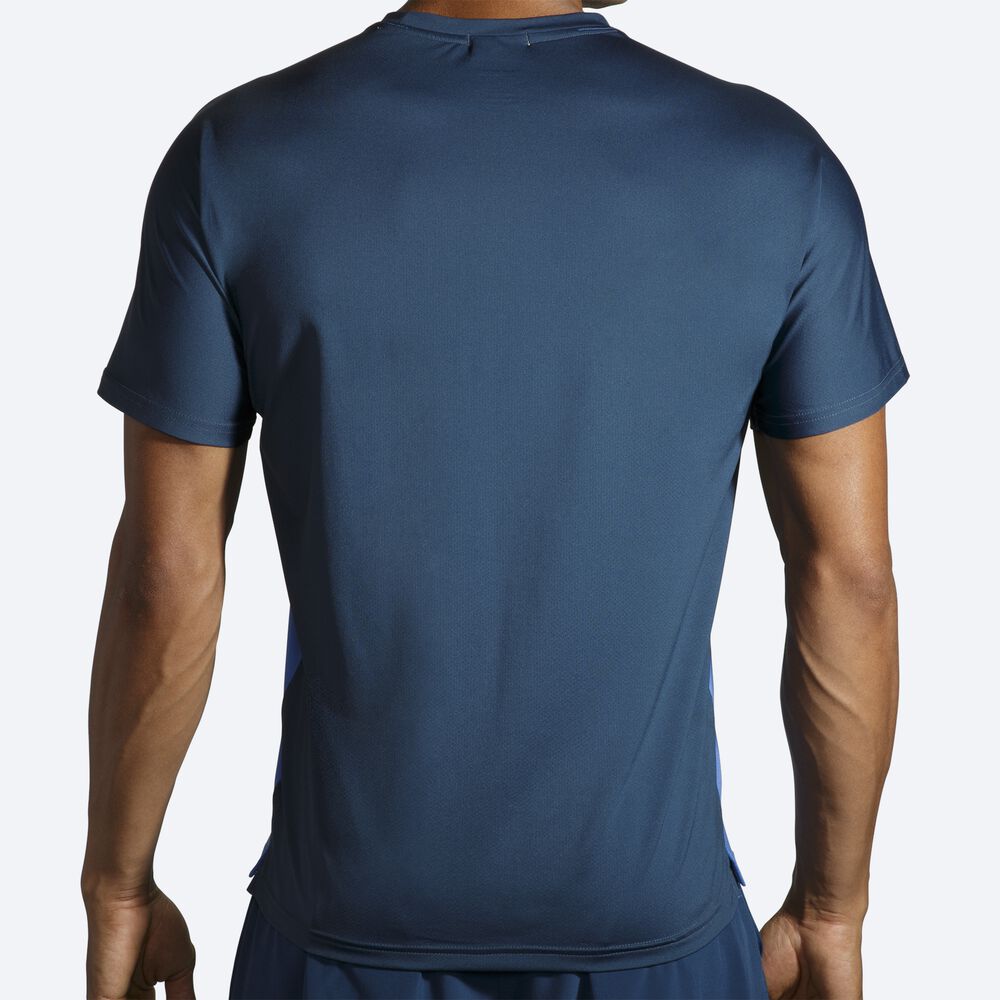 Brooks Run Within Short Sleeve μπλουζακια ανδρικα μπλε/μπλε σκουρο | GR471935