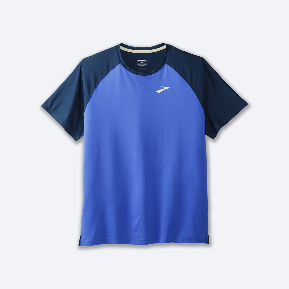 Brooks Run Within Short Sleeve μπλουζακια ανδρικα μπλε/μπλε σκουρο | GR471935