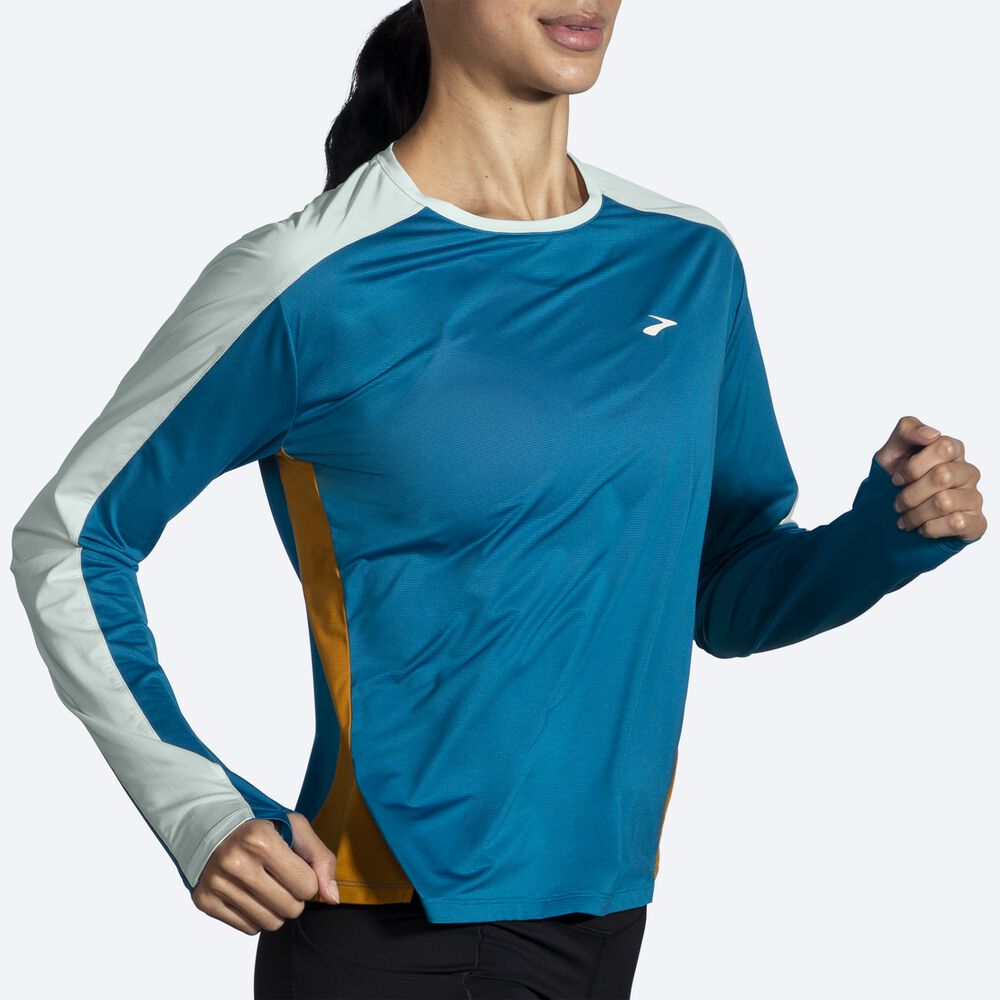 Brooks Sprint Free Long Sleeve 2.0 μπλουζακια γυναικεια μπλε | GR073294