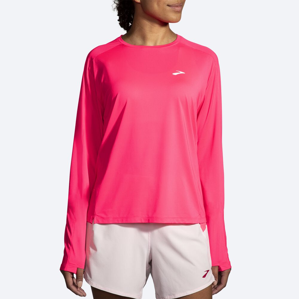 Brooks Sprint Free Long Sleeve 2.0 μπλουζακια γυναικεια ροζ | GR128594