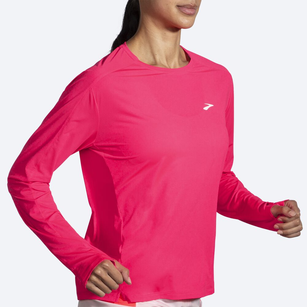 Brooks Sprint Free Long Sleeve 2.0 μπλουζακια γυναικεια ροζ | GR128594