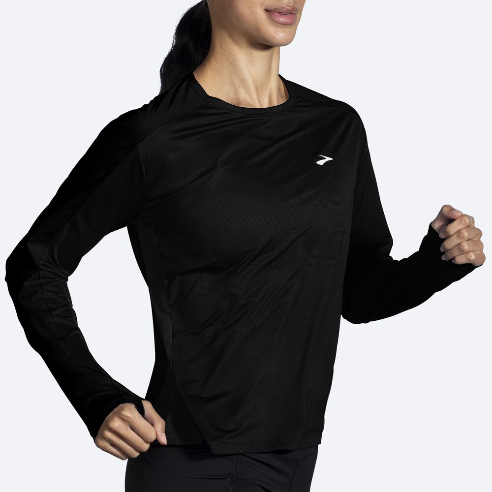 Brooks Sprint Free Long Sleeve 2.0 μπλουζακια γυναικεια μαυρα | GR573641