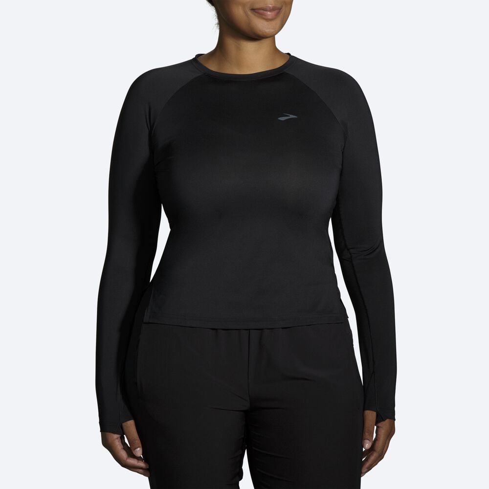 Brooks Sprint Free Long Sleeve μπλουζακια γυναικεια μαυρα | GR051296