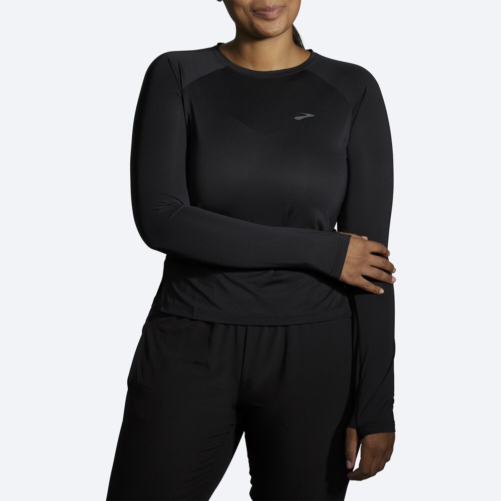 Brooks Sprint Free Long Sleeve μπλουζακια γυναικεια μαυρα | GR051296