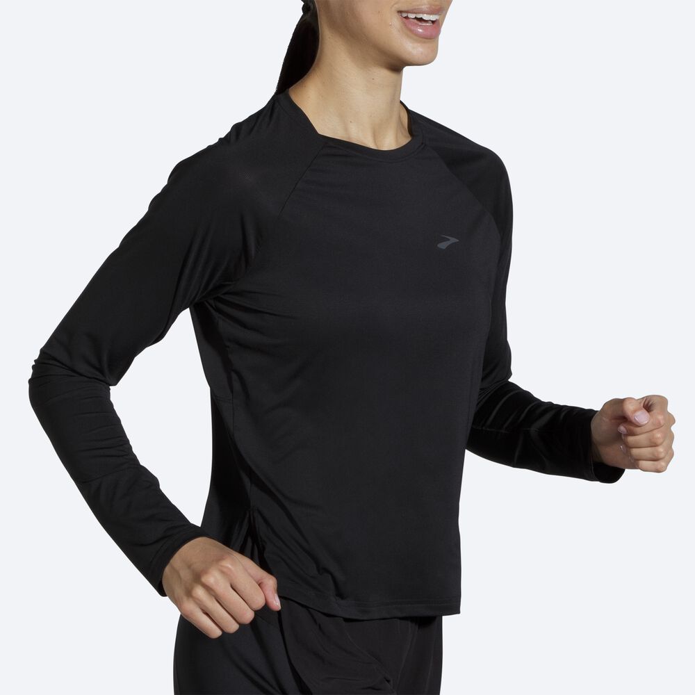 Brooks Sprint Free Long Sleeve μπλουζακια γυναικεια μαυρα | GR051296