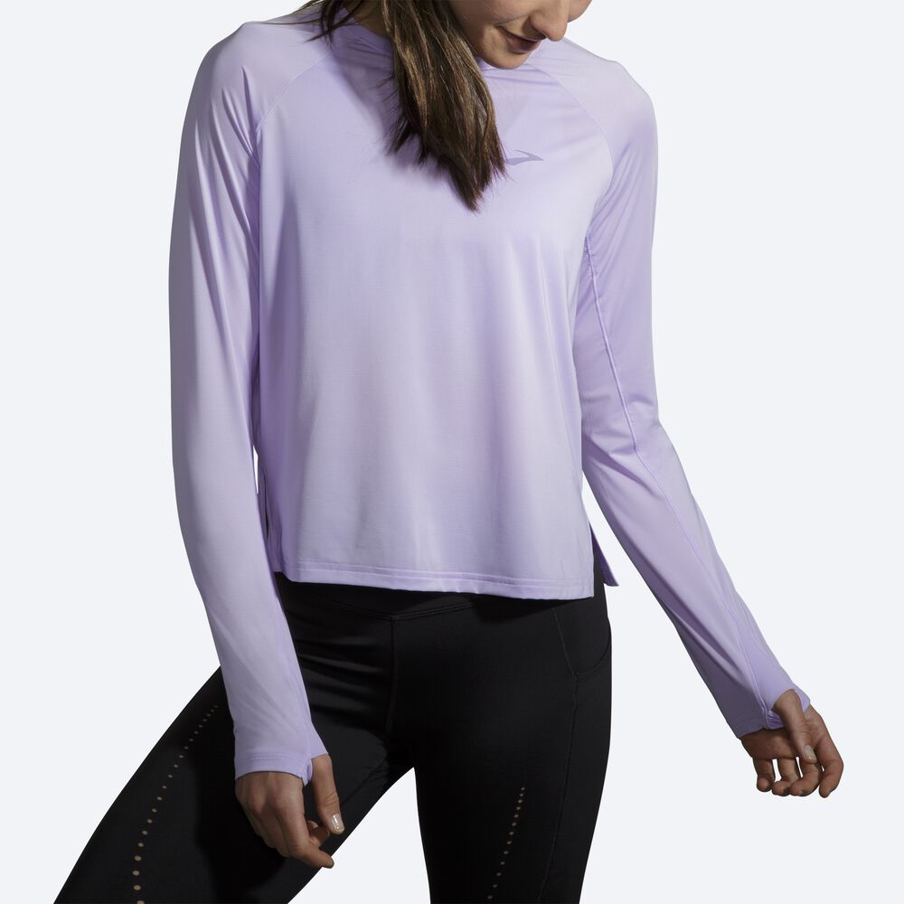 Brooks Sprint Free Long Sleeve μπλουζακια γυναικεια μωβ γκρι | GR203561