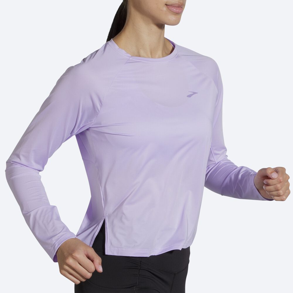 Brooks Sprint Free Long Sleeve μπλουζακια γυναικεια μωβ γκρι | GR203561