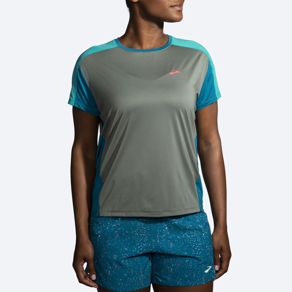 Brooks Sprint Free Short Sleeve 2.0 μπλουζακια γυναικεια πρασινο | GR941357