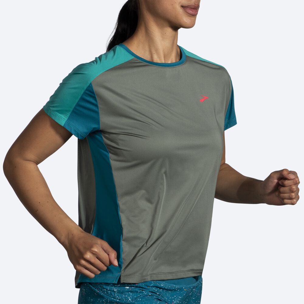 Brooks Sprint Free Short Sleeve 2.0 μπλουζακια γυναικεια πρασινο | GR941357