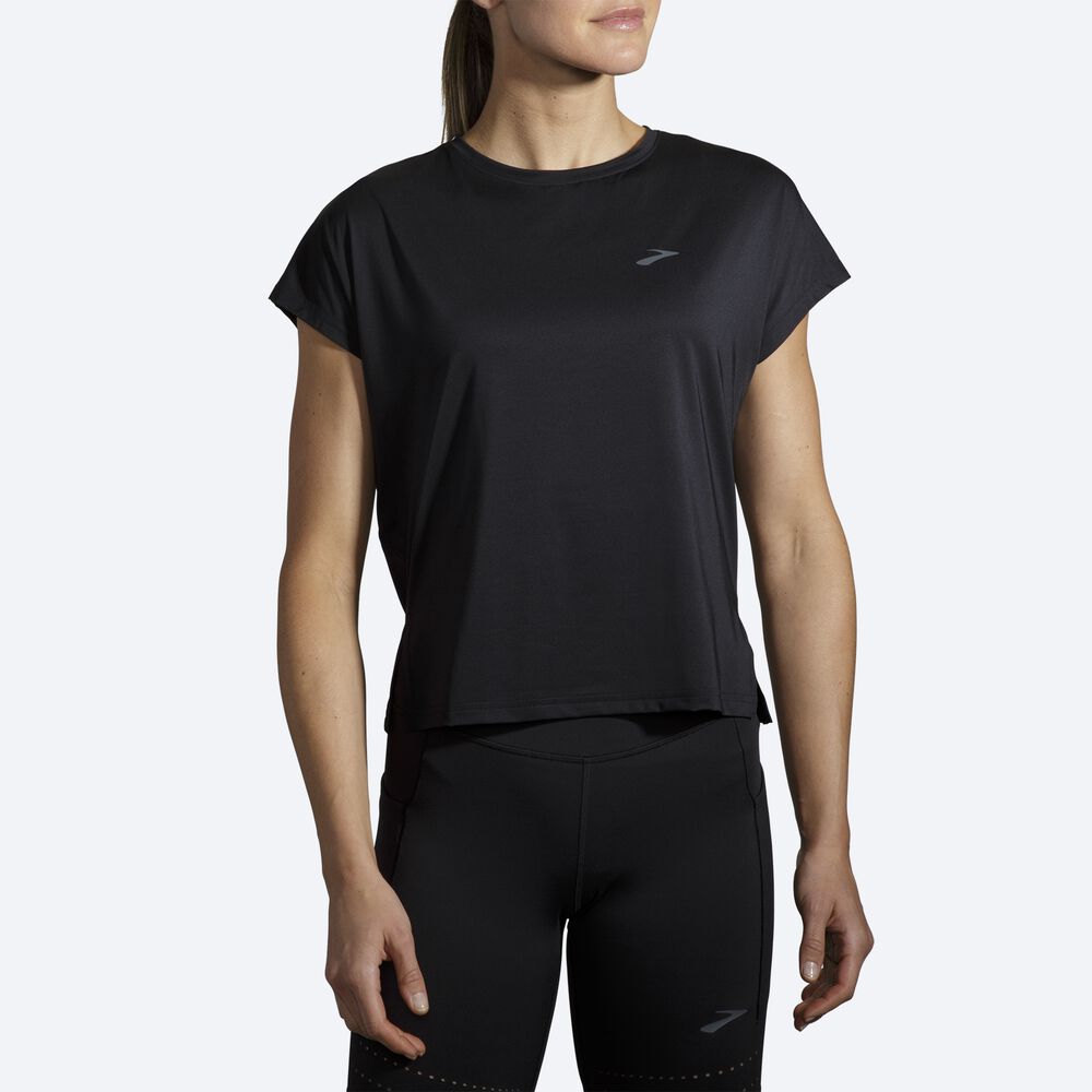 Brooks Sprint Free Short Sleeve μπλουζακια γυναικεια μαυρα | GR593178