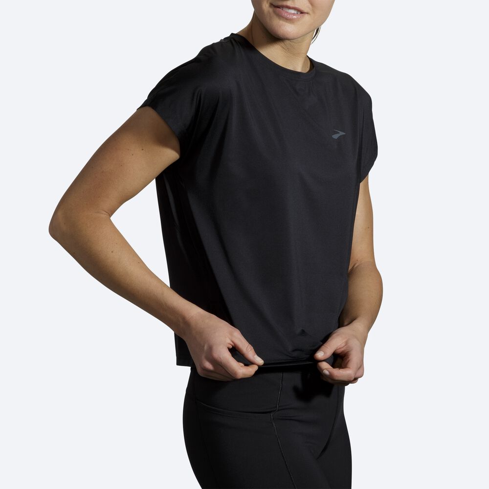 Brooks Sprint Free Short Sleeve μπλουζακια γυναικεια μαυρα | GR593178