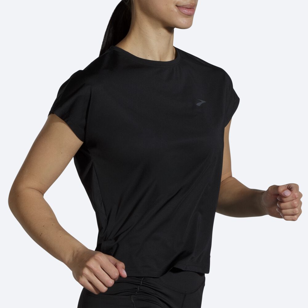 Brooks Sprint Free Short Sleeve μπλουζακια γυναικεια μαυρα | GR593178