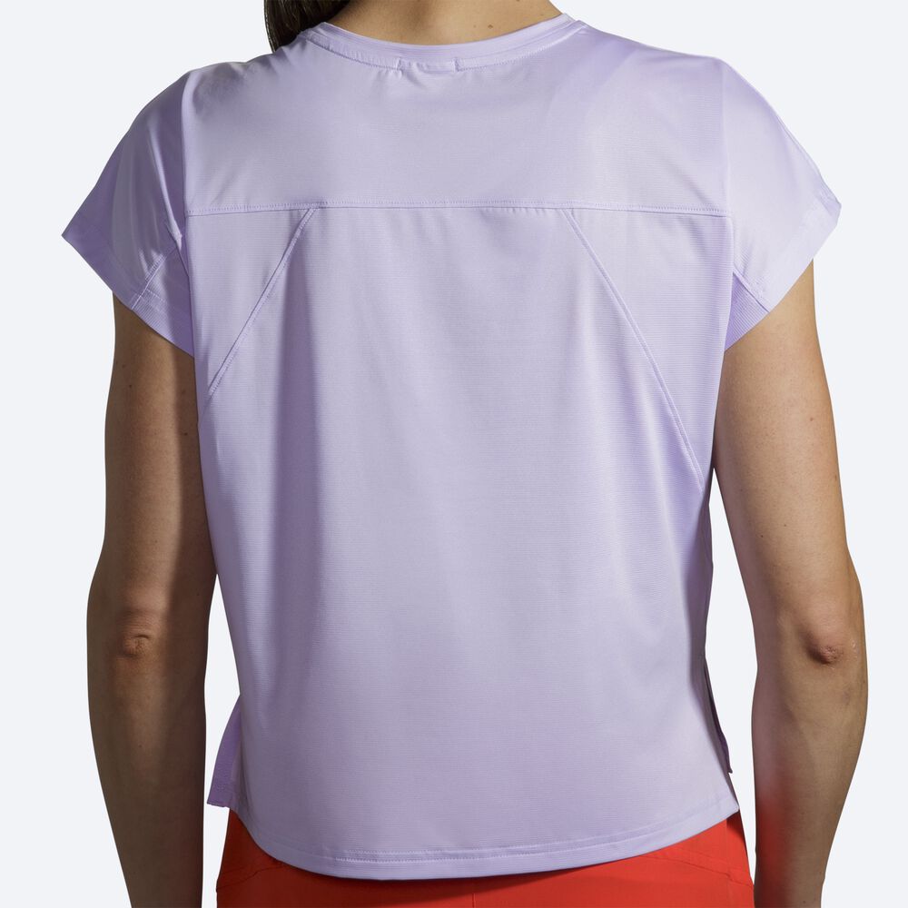 Brooks Sprint Free Short Sleeve μπλουζακια γυναικεια μωβ γκρι | GR741203