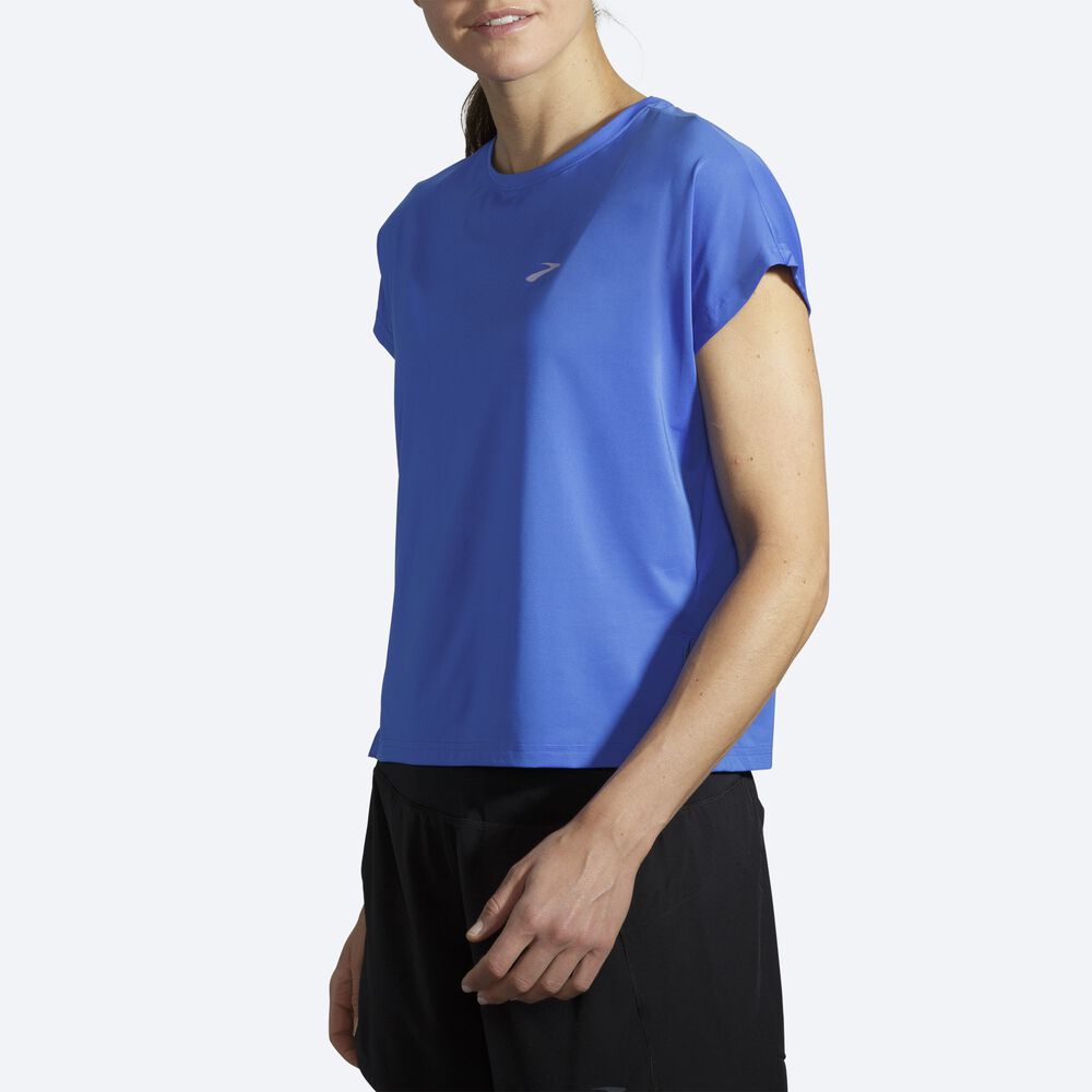 Brooks Sprint Free Short Sleeve μπλουζακια γυναικεια μπλε | GR896341