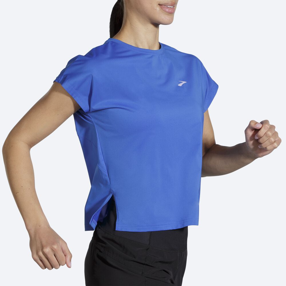 Brooks Sprint Free Short Sleeve μπλουζακια γυναικεια μπλε | GR896341